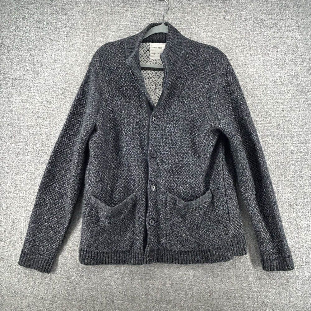 Billy Reid Charcoal Gray Textured Button-Front Casual Shirt